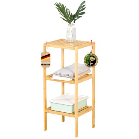 Étagère sur pied en bambou Idéale pour disposer vos accessoires de manière créative 3 niveaux (Iowa)