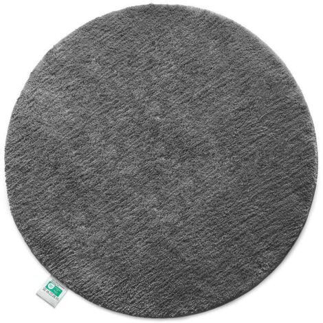 Tapis de bain Sky, tapis de salle de bain rond gris foncé 95 cm de diamètre