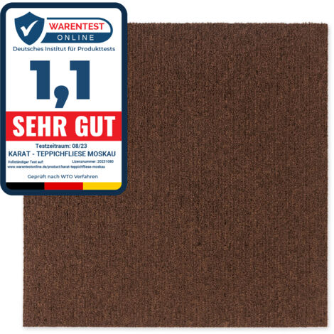 Floordirekt – Dalle moquette bouclée 50 x 50 cm – Revêtement isolant marron foncé – Antidérapante et autoportante – Usage intensif, classe 31