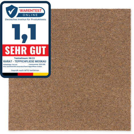 Floordirekt – Dalle moquette bouclée 50 x 50 cm – Revêtement isolant beige – Antidérapante et autoportante – Usage intensif pour zones commerciales