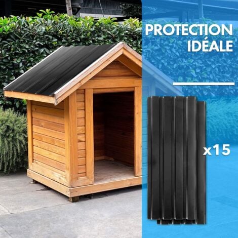 Lot de 15 tôles trapézoïdale tôles Tôle avec vis Épaisseur 0,25 mm, 115 x 45 cm, Noir