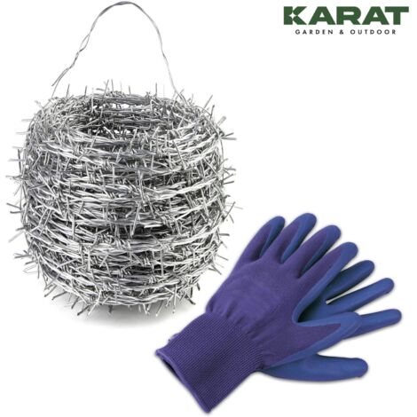 Karat – Fil barbelé galvanisé 16 m – Épaisseur 1,6 mm – Espacement des pointes 10 cm – Pour protection contre effractions