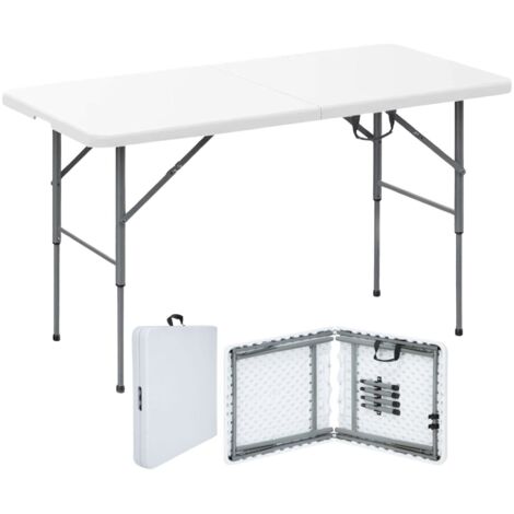 Floordirekt – Table de jardin pliante 120 x 60 cm – Plastique résistant et imperméable – Pieds en acier robuste – Capacité 150 kg – Design compact avec poignée