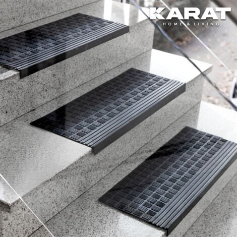 Marche d'escalier en caoutchouc pour usage extérieur Modèle : Diamond 1 Pièce, 30 x 120 cm
