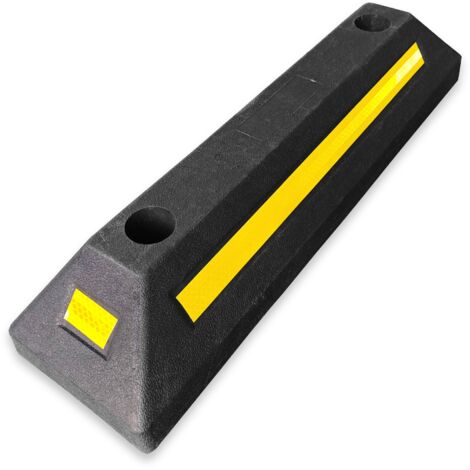 Floordirekt – Barrière de parking en plastique robuste 56 x 10 x 15 cm – Bandes réfléchissantes pour visibilité – Aide au stationnement précis