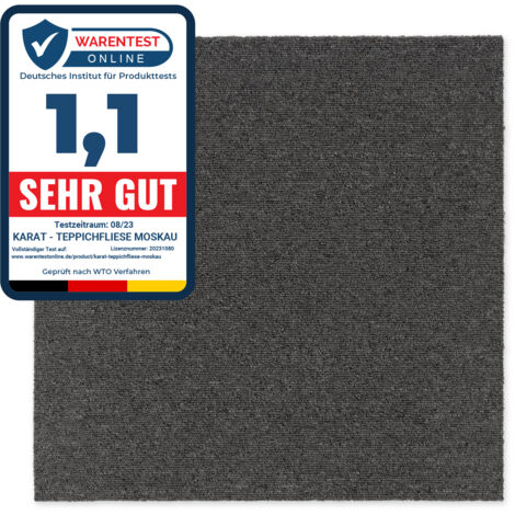 Floordirekt – Dalle moquette bouclée 50 x 50 cm – Revêtement isolant gris foncé – Antidérapante et absorbant les sons – Pour bureaux et espaces commerciaux