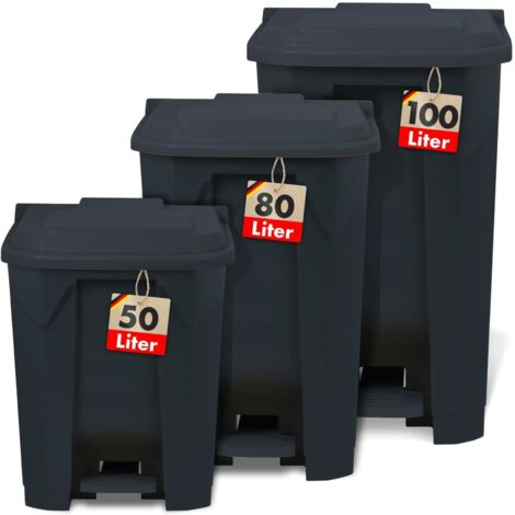Floordirekt – Poubelle à pédale 50L – Système Step-On sans contact – Conception anti-odeurs – Dimensions 43 x 40,2 x 60 cm – Pour tri sélectif