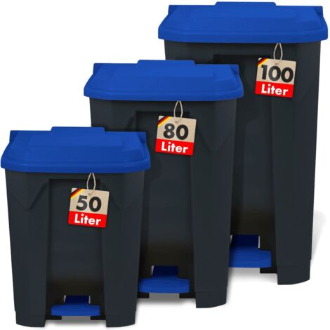 Poubelle conteneur Tri sélectif Pour la maison, le commerce, Bleu 100 Litres - 49,3 x 47,5 x 84 cm