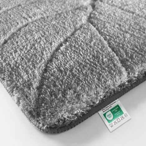 Tapis de bain Maris Tapis de bain moelleux avec structure en feuilles Argent 80 x 150 cm