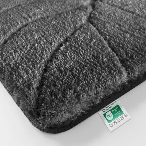 Floordirekt – Tapis de bain moelleux 60 x 120 cm – Microfibre à poil dense – Antidérapant en latex TPE – Compatible chauffage au sol