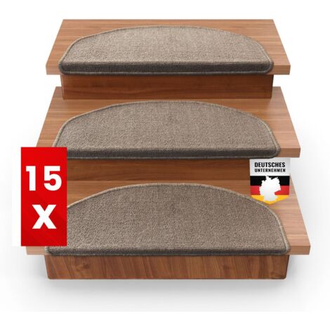 x 15 Tapis d'escalier London, Beige, 23,5 x 65 cm, Demi-circulaire (1/5)