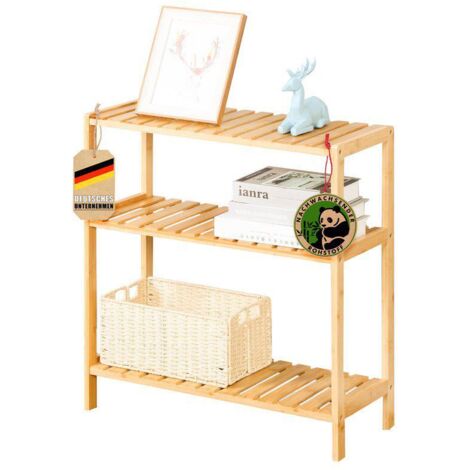 Etagère sur pied en bambou et métal