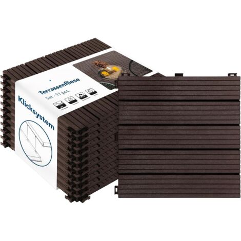 Dalles de Terrasse Lot de 11 pièces, Claire, Marron 30 x 30 cm - 1 m² (1/5)