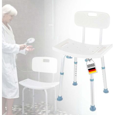 Tabouret de douche Jonah Réglable en hauteur avec dossier 34 x 36 x 75,5 cm