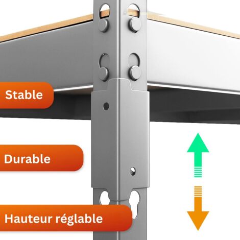Console Étagère Hebgo Mira Top - Acier Galvanisé - Support Lourd 150kg/500kg - Pour Rayonnages Industriels