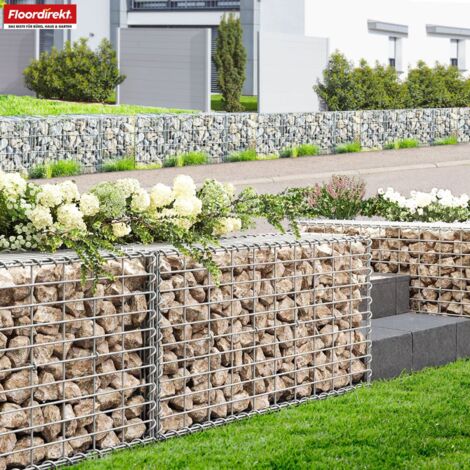 Gabion de jardin Lenox en acier galvanisé – 5 tailles au choix, modèle 100 x 30 x 30 cm