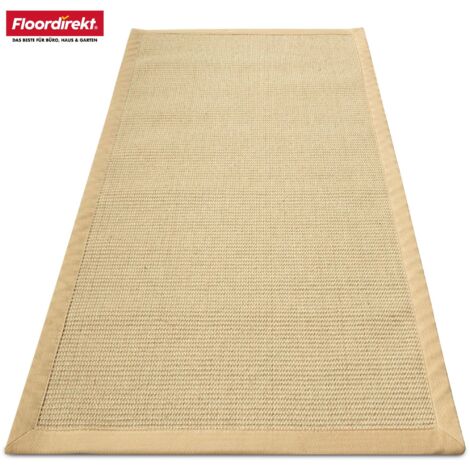 Tapis en sisal Mumbai tapis en fibres naturelles avec bordure en coton 200 x 200 cm (1/5)