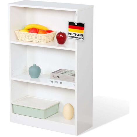 Bibliothèque Maine Étagère blanche sur pied en bois à 3/4/6 étages Blanc, 60 x 24 x 93 cm (3 étages) (1/4)