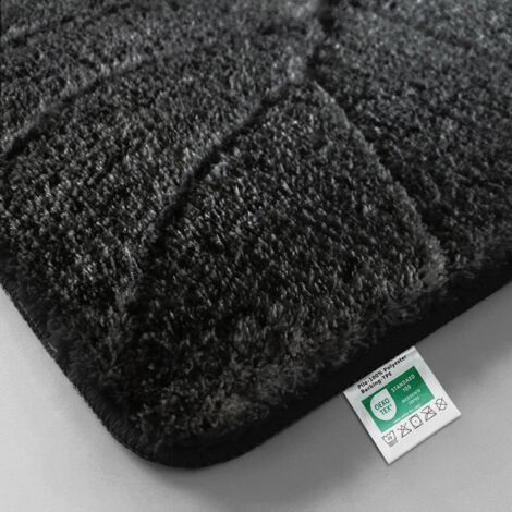 Tapis de bain Maris Tapis de bain moelleux avec structure en feuilles Noir 40 x 60 cm
