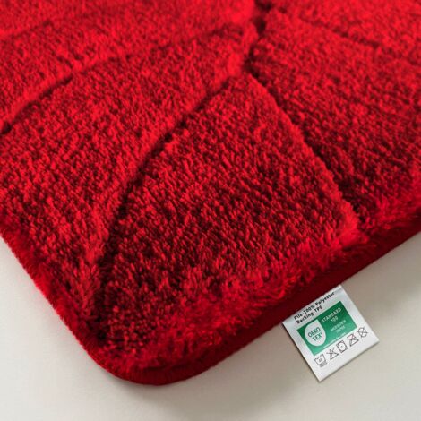 Tapis de bain Maris Tapis de bain moelleux avec structure en feuilles Rouge 50 x 80 cm