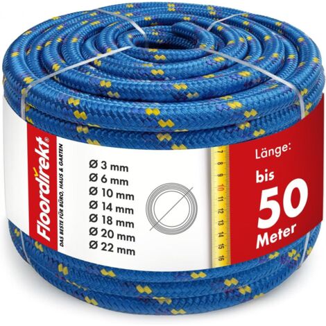 Corde structure tressée, résistance à la traction K2 Bleu-Jaune Diamètre: 20 mm Longueur: 10 m