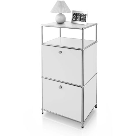 Étagère métal chromé design épuré, Concept Epuré MK-120, L50 × P40 × H100 cm, Blanc