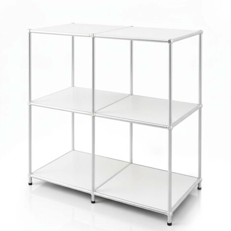 Étagère métal chromé design épuré, Concept Epuré MK-027, 78 × 40 × 82 cm, Blanc