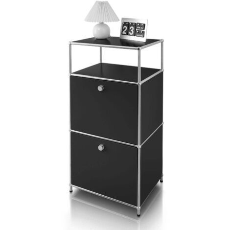Étagère métal chromé design épuré, Concept Epuré MK-120, L50 × P40 × H100 cm, Noir