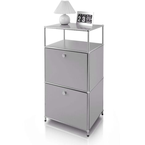 Étagère métal chromé design épuré, Concept Epuré MK-120, L50 × P40 × H100 cm, Gris
