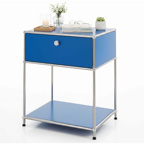 Étagère métal chromé design épuré, Concept Epuré MK-139, L50 × P40 × H65 cm, Bleu