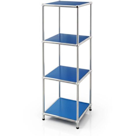 Étagère métal chromé design épuré, Concept Epuré MK-005, L30 × P30 × H89 cm, Bleu