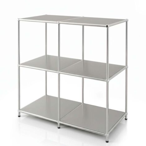 Étagère métal chromé design épuré, Concept Epuré MK-027, 78 × 40 × 82 cm, Gris