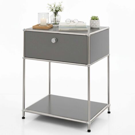 Étagère métal chromé design épuré, Concept Epuré MK-139, L50 × P40 × H65 cm, Gris