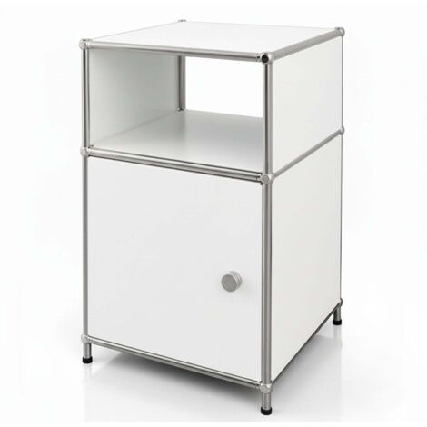 Étagère métal chromé design épuré, Concept Epuré MK-040, 40 × 40 × 65 cm, Blanc