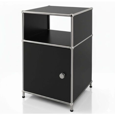 Floordirekt – Étagère métallique compacte 3 niveaux 40 × 40 × 65 cm – Métal chromé avec porte – Pieds réglables pour stabilité optimale - MK-040