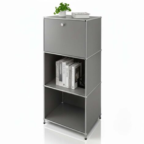 Étagère métal chromé design épuré, Concept Epuré MK-107, L50 x P40 x H121 cm, Gris