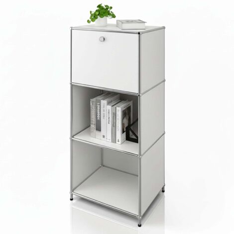 Étagère métal chromé design épuré, Concept Epuré MK-107, L50 x P40 x H121 cm, Blanc