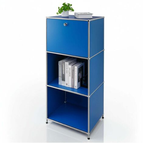 Étagère métal chromé design épuré, Concept Epuré MK-107, L50 x P40 x H121 cm, Bleu