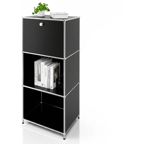 Étagère métal chromé design épuré, Concept Epuré MK-107, L50 x P40 x H121 cm, Noir