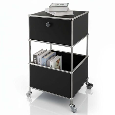 Floordirekt – Étagère murale métal chromé 3 niveaux – L40 x P40 x H69 cm – Roulettes verrouillables – Pour rangement cuisine, salle de bain, bureau - MK-145