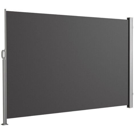 Store latéral extérieur 280 g/m² brise vue pour terrasse, structure aluminium, Anthracite 160 x 350 cm