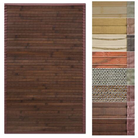 Tapis en bambou avec bord en tissu  Design naturel 50 x 80 cm, Oak