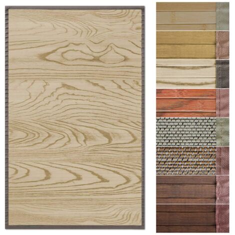 Tapis en bambou avec bord en tissu  Design naturel 120 x 180 cm, magenta naturel