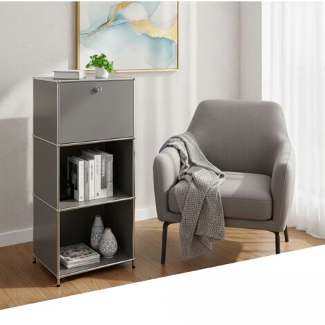 Rangement stylé et épuré – Étagère en métal chromé, 50 x 40 x 121 cm, Gris