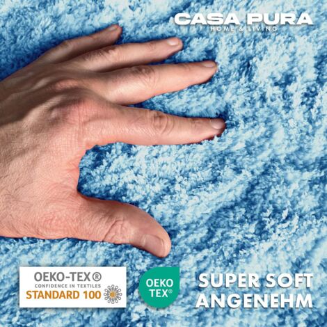Tapis de Bain à Poils Longs Sky Soft  Bleu ciel 50 x 80 cm