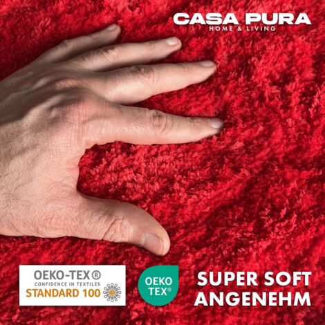 Tapis de Bain à Poils Longs Sky Soft Baie Rouge 50 x 60 cm