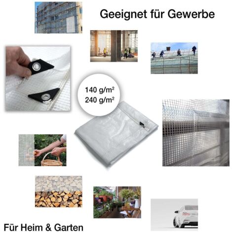 Floordirekt | Toile Multiusage Avec Oeillets | Bâche De Protection | Toile De Tente Pour Le Camping Et Le Jardin, Imperméable | Blanc, 1.5m X 6m = 9m²