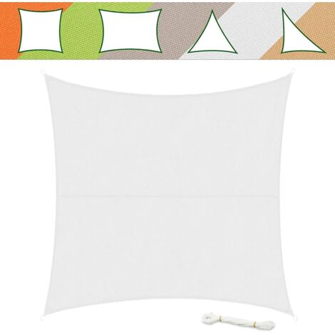 Voile d'ombrage Hydrofuge, Blanc, 3 x 3 m