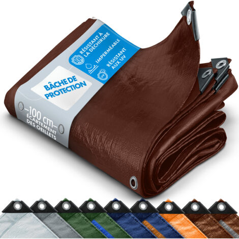 Toile multiusage avec Oeillets imperméable 140 g/m² Marron 2 x 3 m (1/5)