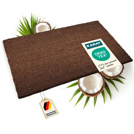 Paillasson extérieur Rectangulaire 100x80 en Fibre de coco Gris Vinyle antidérapant Jaka